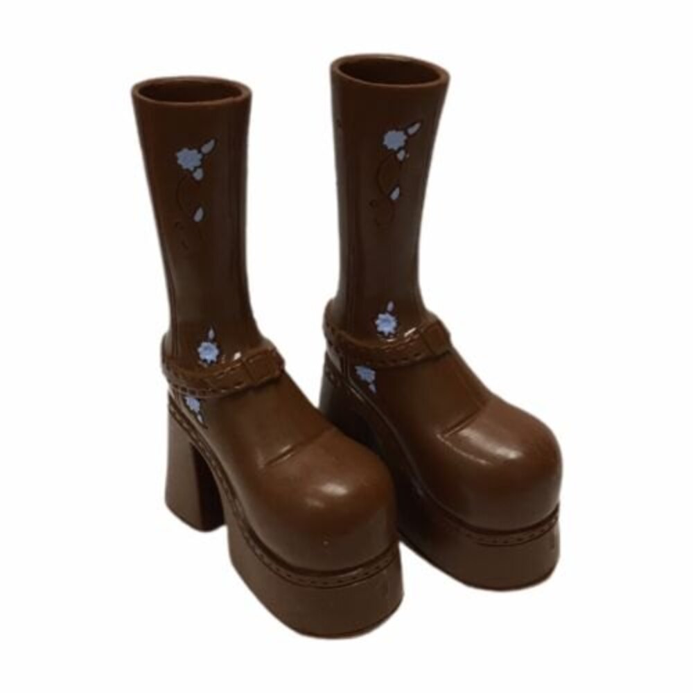 Bratz Fashion Boots Brown w/Blue Flowers High Platform Soles MGA Entertainment
